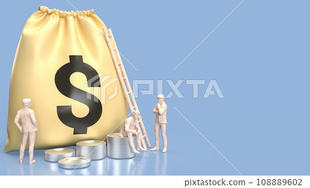 The Money Bag and Business man  3d rendering. 108889602