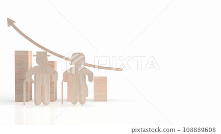 The old man wood plate for  aging society  concept 3d rendering 108889608