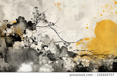 使用水墨和畫筆生成人工智慧的強大而酷的日本繪畫風格插圖 使用水墨和畫筆生成人工智慧的強大而酷的日本繪畫風格插圖 108889707