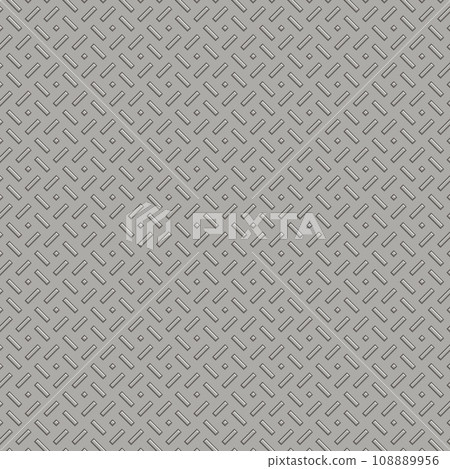 Bumped metal, seamless background. Seamless Hi-res (8000x8000) texture of metal wall or floor. Iron diamond plate industry realistic seamless pattern. 108889956