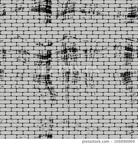 Art brick drawing.  White and grey  brick wall seamless background- texture pattern for continuous replication. 108890069