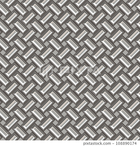 Bumped metal, seamless background. Seamless Hi-res (8000x8000) texture of metal wall or floor. Iron diamond plate industry realistic seamless pattern. 108890174
