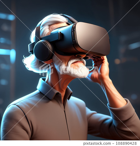 Old man in VR glasses Old man in VR glasses 108890428