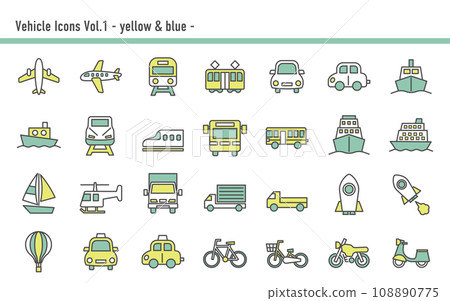 車輛圖示集 A 03 黃色和淺藍色 108890775