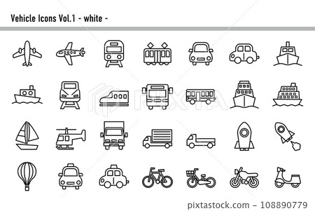 Vehicle icon set A 01 white 108890779