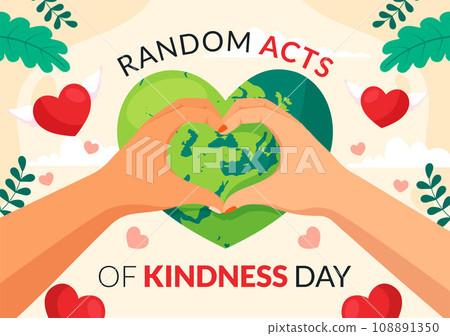 Random Acts of Kindness Vector Illustration on February 17th Various Small Actions to Give Happiness with Love in Flat Cartoon Background Design 108891350