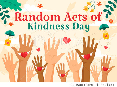 Random Acts of Kindness Vector Illustration on February 17th Various Small Actions to Give Happiness with Love in Flat Cartoon Background Design 108891353