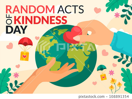 Random Acts of Kindness Vector Illustration on February 17th Various Small Actions to Give Happiness with Love in Flat Cartoon Background Design 108891354