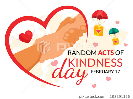 Random Acts of Kindness Vector Illustration on February 17th Various Small Actions to Give Happiness with Love in Flat Cartoon Background Design 108891356