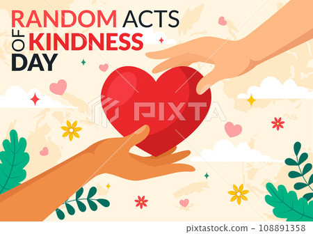 Random Acts of Kindness Vector Illustration on February 17th Various Small Actions to Give Happiness with Love in Flat Cartoon Background Design 108891358