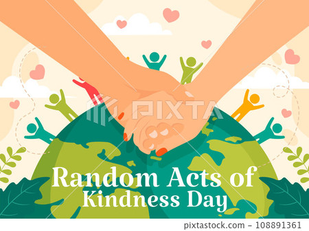Random Acts of Kindness Vector Illustration on February 17th Various Small Actions to Give Happiness with Love in Flat Cartoon Background Design 108891361