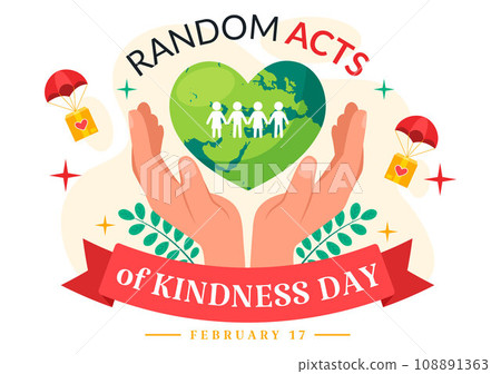 Random Acts of Kindness Vector Illustration on February 17th Various Small Actions to Give Happiness with Love in Flat Cartoon Background Design 108891363