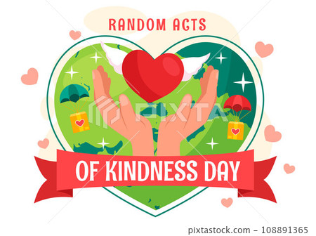 Random Acts of Kindness Vector Illustration on February 17th Various Small Actions to Give Happiness with Love in Flat Cartoon Background Design 108891365