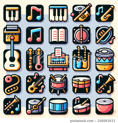 colorful musical instruments illustration 108891631