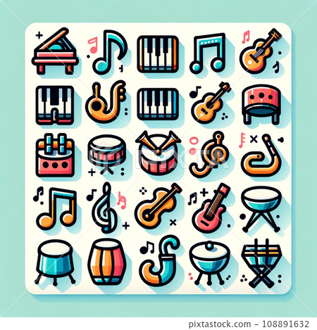 colorful musical instruments illustration 108891632