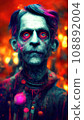A creepy infernal zombie with hypnotic eyes. The concept of a nightmarish zombie from the hellscape. 108892004