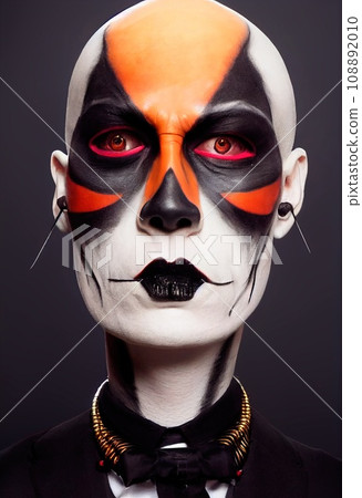 A fictional person, not based on a real person. Mystical beautiful fictional woman with beautiful makeup. Gothic mystery girl. 3D rendering 108892010
