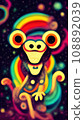 An abstract surrealistic animal. Lots of colored colors, rainbows and multicolored smoke. Colorful wonderful dream abstraction. 108892039