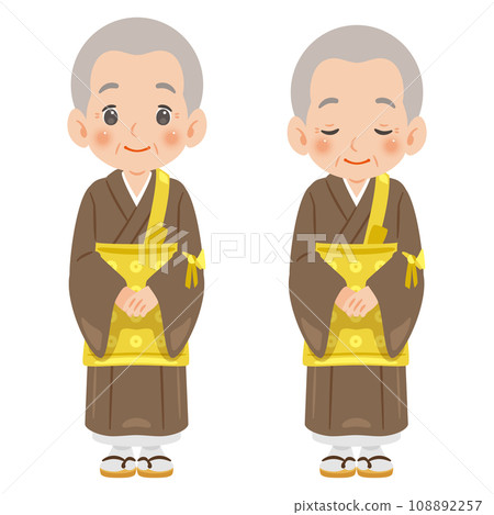 Elderly male chief priest bowing set Elderly male chief priest bowing set 108892257