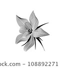 flower top view, line pattern. Vector illustration of engraving for concept design 108892271