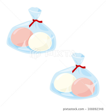 Bag of red and white mochi Bag of red and white mochi 108892348