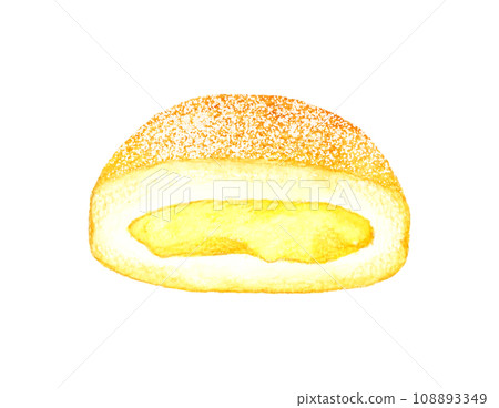 Custard bomboloni (bread donut) hand-drawn watercolor illustration of sweets and sweets 108893349