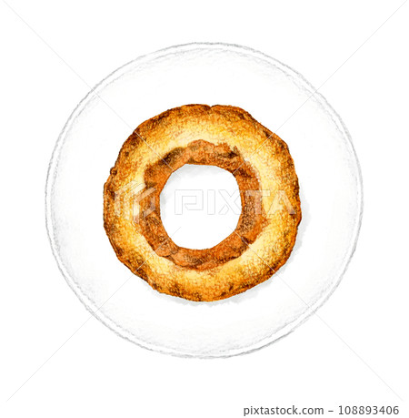 盤子上的甜甜圈（舊時尚） 手繪水彩插圖的糖果和糖果 108893406