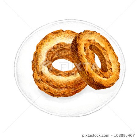 Set of donuts (old fashion), hand-drawn watercolor illustrations of sweets and sweets 108893407