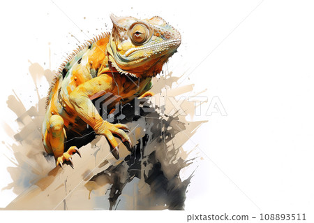 Image of painting chameleon on a white background., Reptile., Wildlife Animals. Image of painting chameleon on a white background., Reptile., Wildlife Animals. 108893511