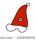 red hat with red bow icon, cartoon style 108894040