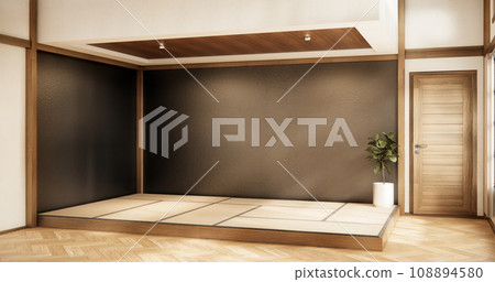 Interior, Empty room and tatami mat floor room japanese style. 3D rendering 108894580