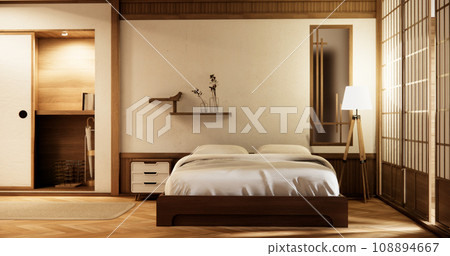 Interior Luxury modern Japanese style bedroom mock up, Designing the most beautiful. 108894667
