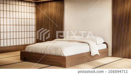 Interior Luxury modern Japanese style bedroom mock up, Designing the most beautiful. Interior Luxury modern Japanese style bedroom mock up, Designing the most beautiful. 108894711