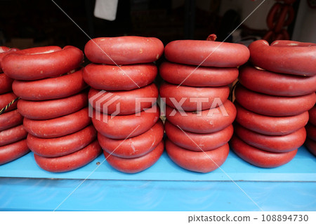 Sausage in turkish culture in a market  108894730