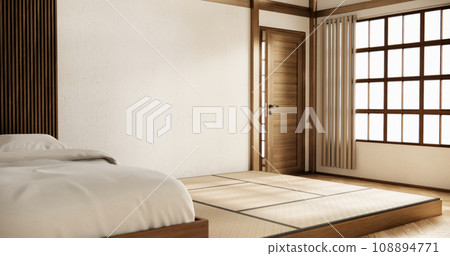 Interior Luxury modern Japanese style bedroom mock up, Designing the most beautiful. Interior Luxury modern Japanese style bedroom mock up, Designing the most beautiful. 108894771