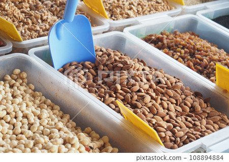 Close up of almond nuts selling at store Close up of almond nuts selling at store 108894884