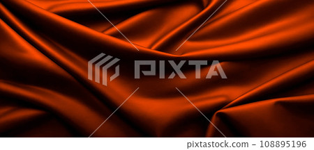 natural red leather texture. Wavy folds. natural expensive dark fabric background. red artificial leather with waves and folds on PVC base 108895196