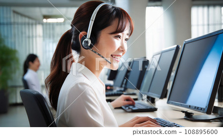 微笑著工作的操作員(AI 生成的圖像) 微笑著工作的操作員(AI 生成的圖像) 108895600