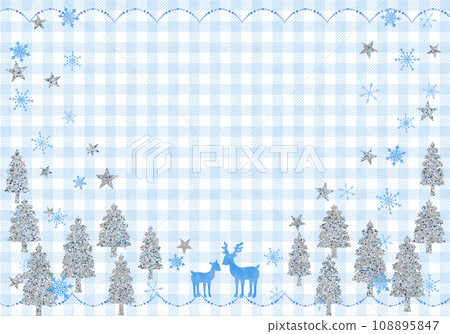 Reindeer and Christmas tree (blue check) Reindeer and Christmas tree (blue check) 108895847