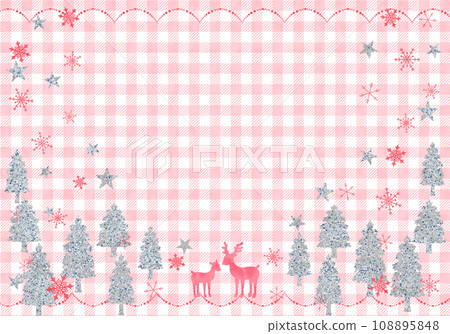 Reindeer and Christmas tree (pink check) Reindeer and Christmas tree (pink check) 108895848