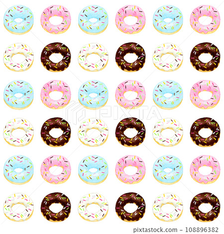 Donut seamless pattern hand-drawn watercolor illustration food pattern Donut seamless pattern hand-drawn watercolor illustration food pattern 108896382