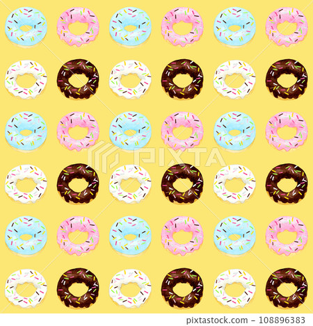 Donut seamless pattern hand-drawn watercolor illustration food pattern 108896383