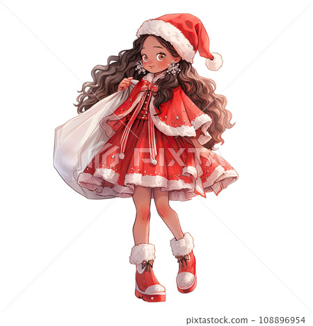 Girl wearing red Christmas winter dress during... - Stock Illustration  [108896954] - PIXTA