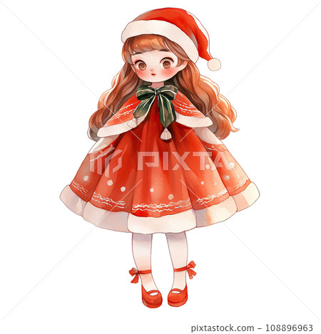 Girl wearing red Christmas winter dress during... - Stock Illustration  [108896963] - PIXTA