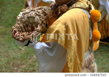 Choito Daigoma Shugendo blowing the conch shell 108897505