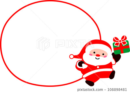 聖誕聖誕老人背著禮物微笑著講話泡泡 108898481