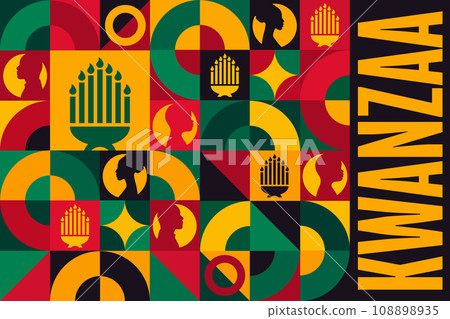 Happy Kwanzaa. Holiday concept. Template for background, banner, card, poster with text inscription Happy Kwanzaa. Holiday concept. Template for background, banner, card, poster with text inscription 108898935