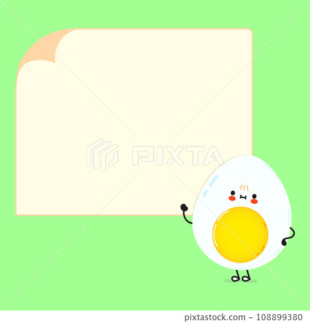 Cute funny Egg poster character. Vector hand drawn cartoon kawaii character illustration. Isolated green background. Egg poster 108899380