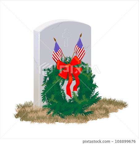 A wreath left by the volunteer movement Wreaths Across America 108899676