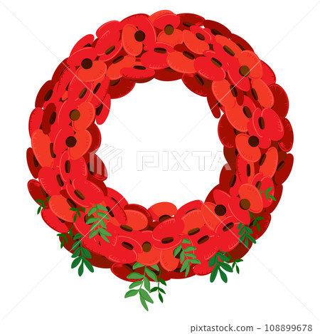 wreath of red poppies. vector 108899678